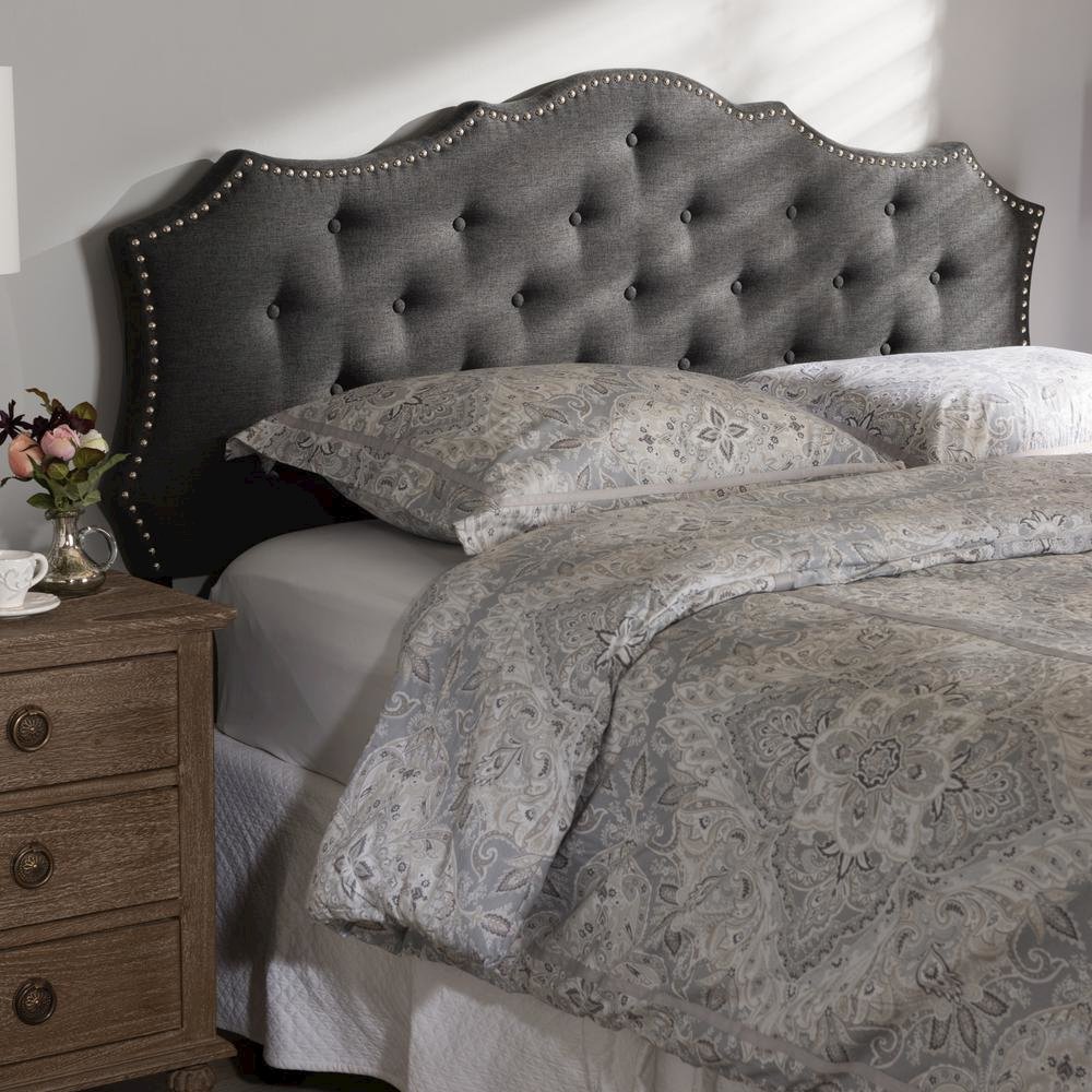 Aurora Modern and Contemporary Dark Grey Fabric King Size Headboard