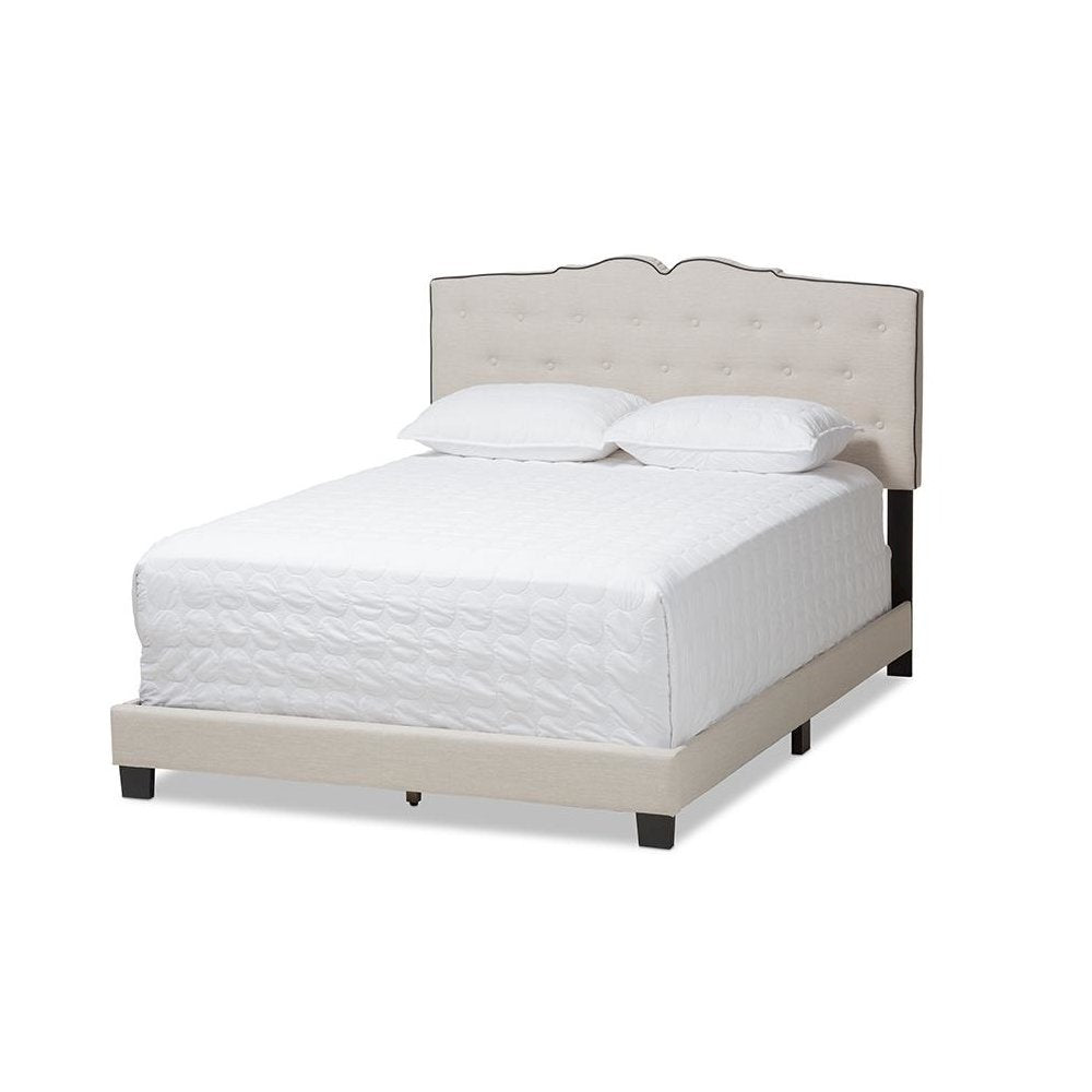 Vivienne Modern and Contemporary Light Beige Fabric Upholstered King Size Bed