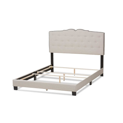 Vivienne Modern and Contemporary Light Beige Fabric Upholstered King Size Bed