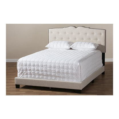 Vivienne Modern and Contemporary Light Beige Fabric Upholstered King Size Bed