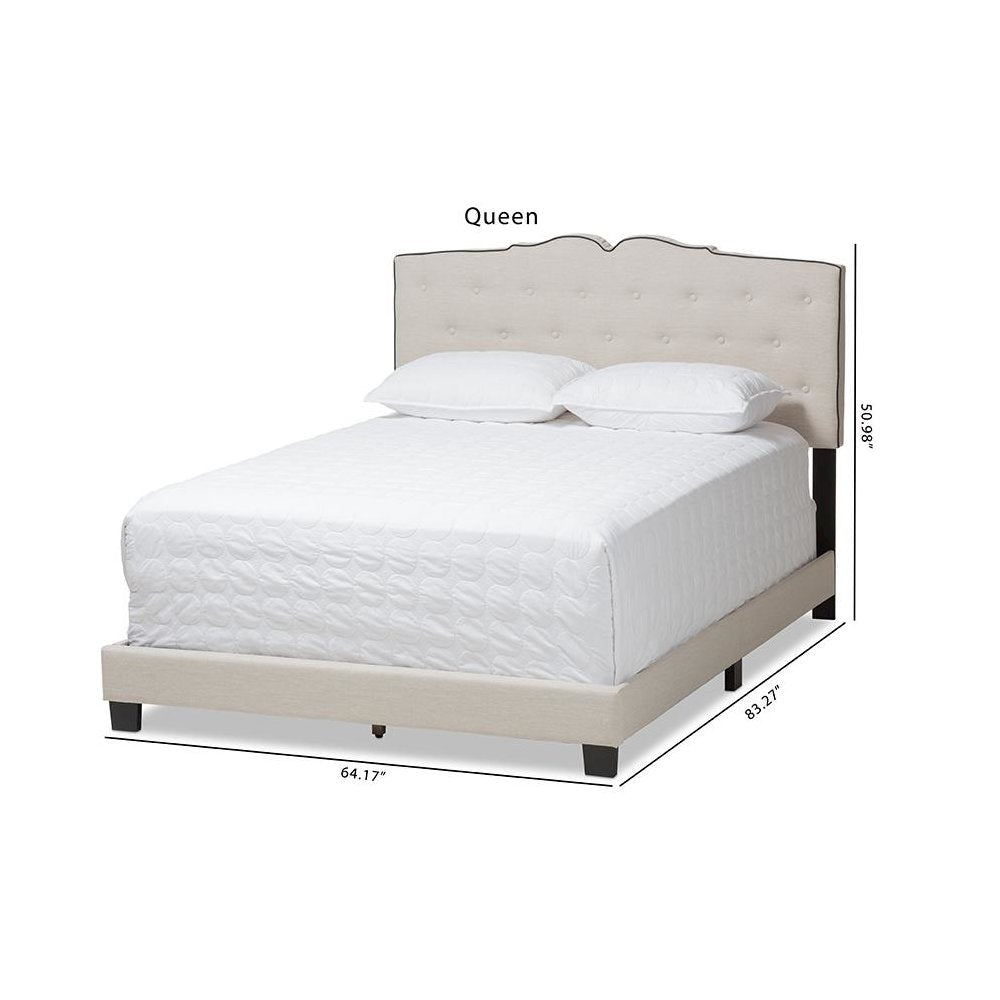 Vivienne Modern and Contemporary Light Beige Fabric Upholstered King Size Bed