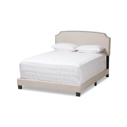 Odette Modern and Contemporary Light Beige Fabric Upholstered King Size Bed