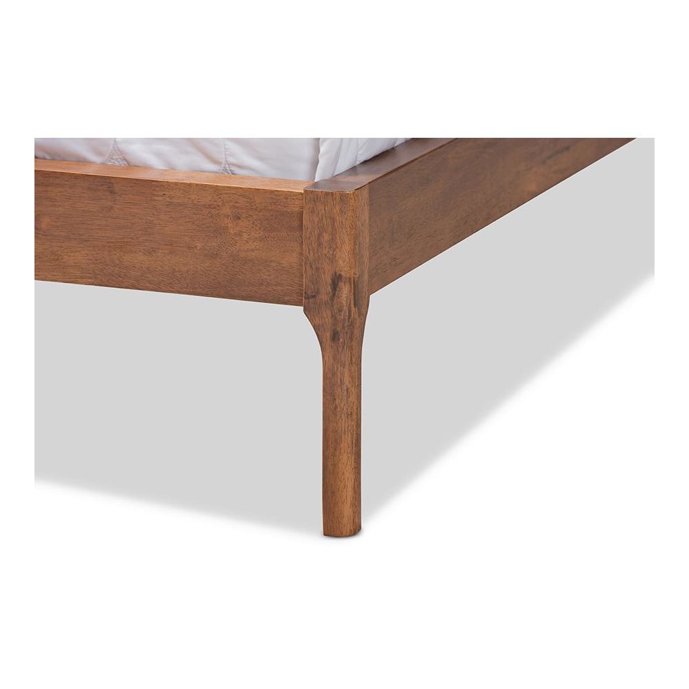 Grey Fabric Upholstered Walnut Finished King Size Platform Bed