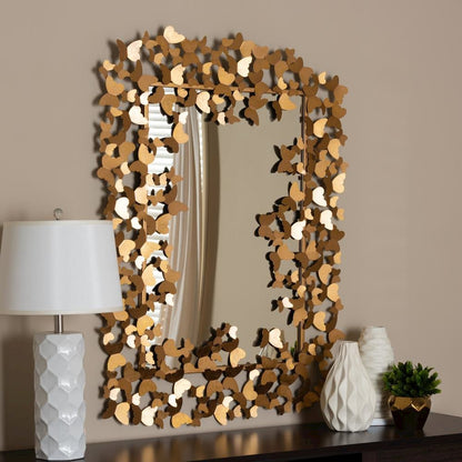 Antique Gold Finished Butterfly Accent Wall Mirror