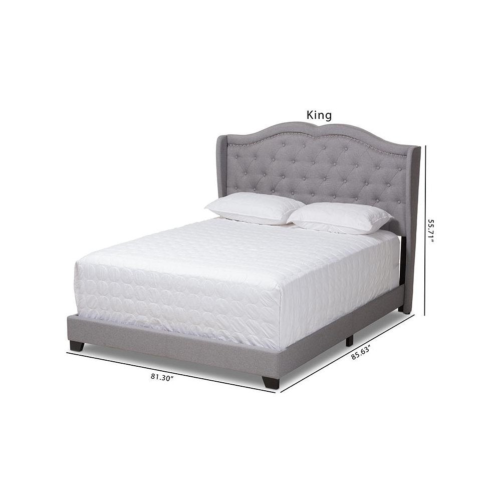 Baxton Studio Aden Modern and Contemporary Grey Fabric Upholstered King Size Bed