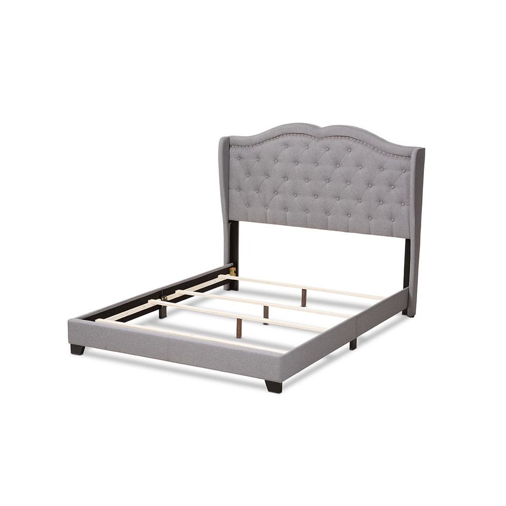 Baxton Studio Aden Modern and Contemporary Grey Fabric Upholstered King Size Bed