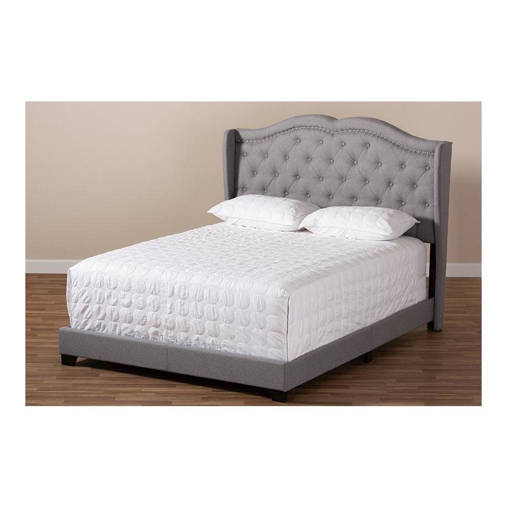 Baxton Studio Aden Modern and Contemporary Grey Fabric Upholstered King Size Bed