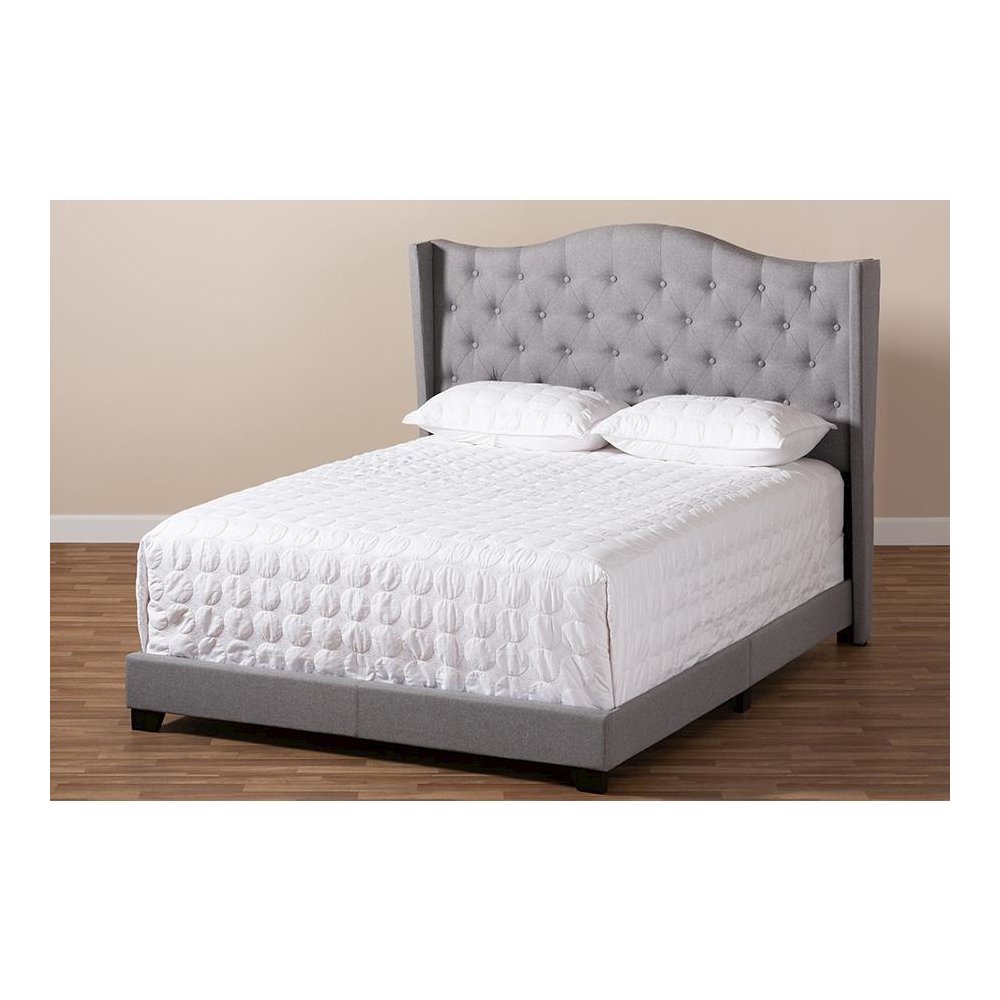 Alesha Modern and Contemporary Grey Fabric Upholstered King Size Bed