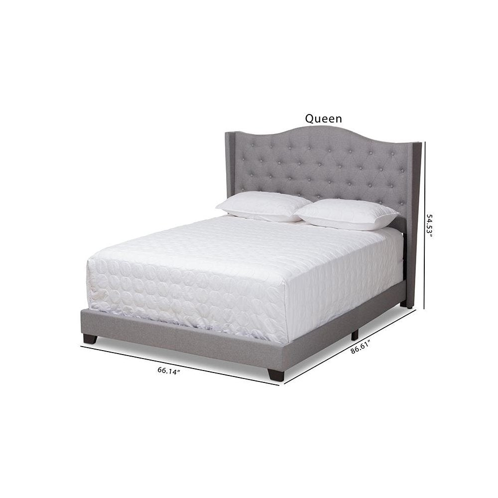 Alesha Modern and Contemporary Grey Fabric Upholstered King Size Bed