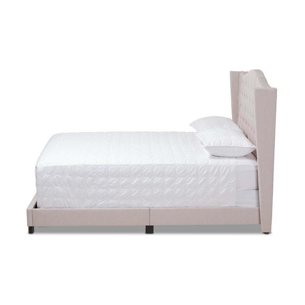 Alesha Modern and Contemporary Beige Fabric Upholstered King Size Bed