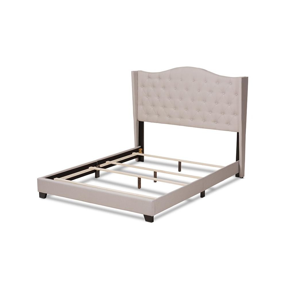 Alesha Modern and Contemporary Beige Fabric Upholstered King Size Bed