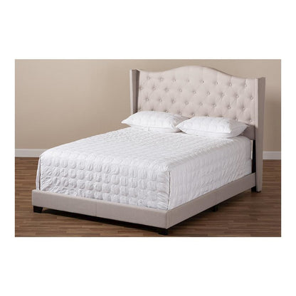Alesha Modern and Contemporary Beige Fabric Upholstered King Size Bed