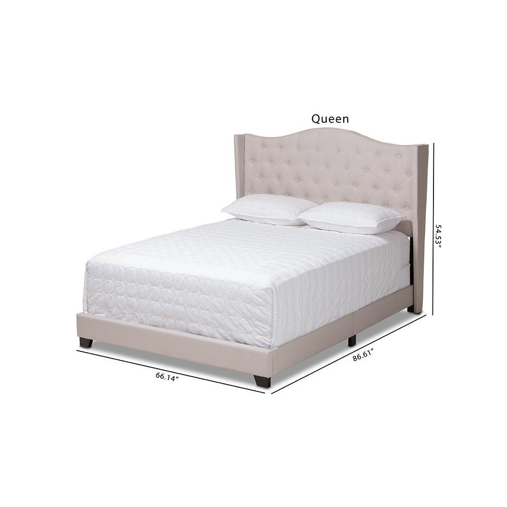 Alesha Modern and Contemporary Beige Fabric Upholstered King Size Bed