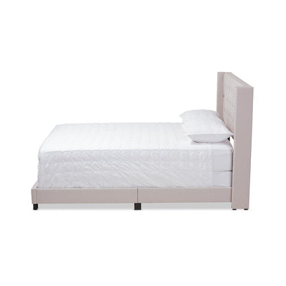 Brady Modern and Contemporary Beige Fabric Upholstered King Size Bed