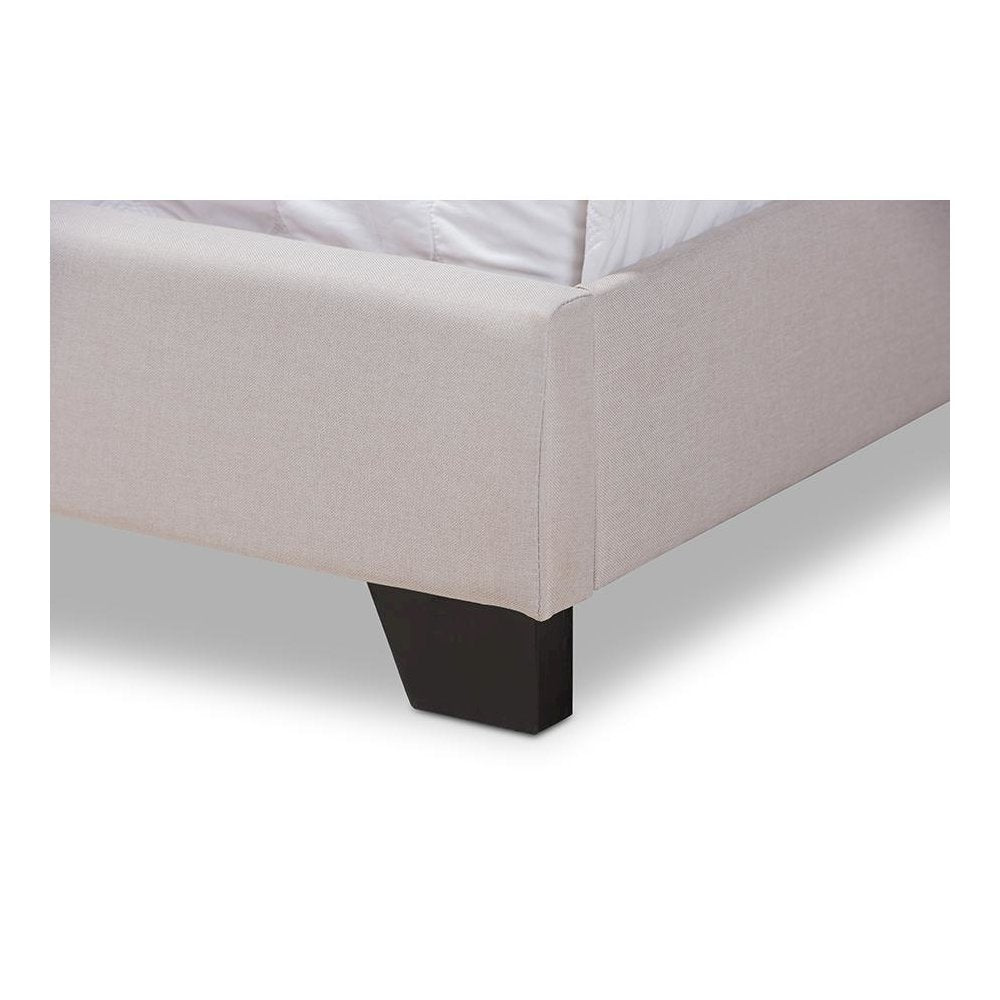 Brady Modern and Contemporary Beige Fabric Upholstered King Size Bed