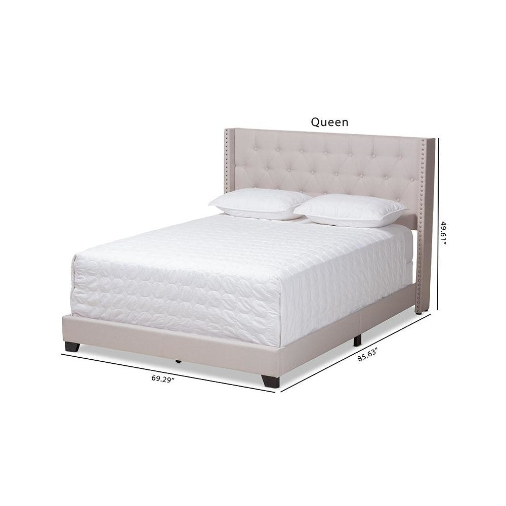 Brady Modern and Contemporary Beige Fabric Upholstered King Size Bed