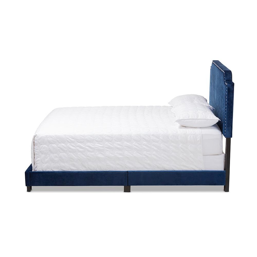 Baxton Studio Darcy Luxe and Glamour Navy Velvet Upholstered King Size Bed