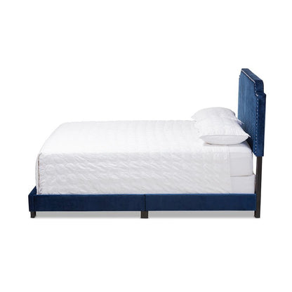 Baxton Studio Darcy Luxe and Glamour Navy Velvet Upholstered King Size Bed