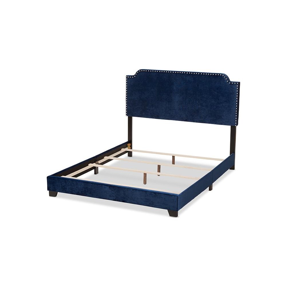 Baxton Studio Darcy Luxe and Glamour Navy Velvet Upholstered King Size Bed