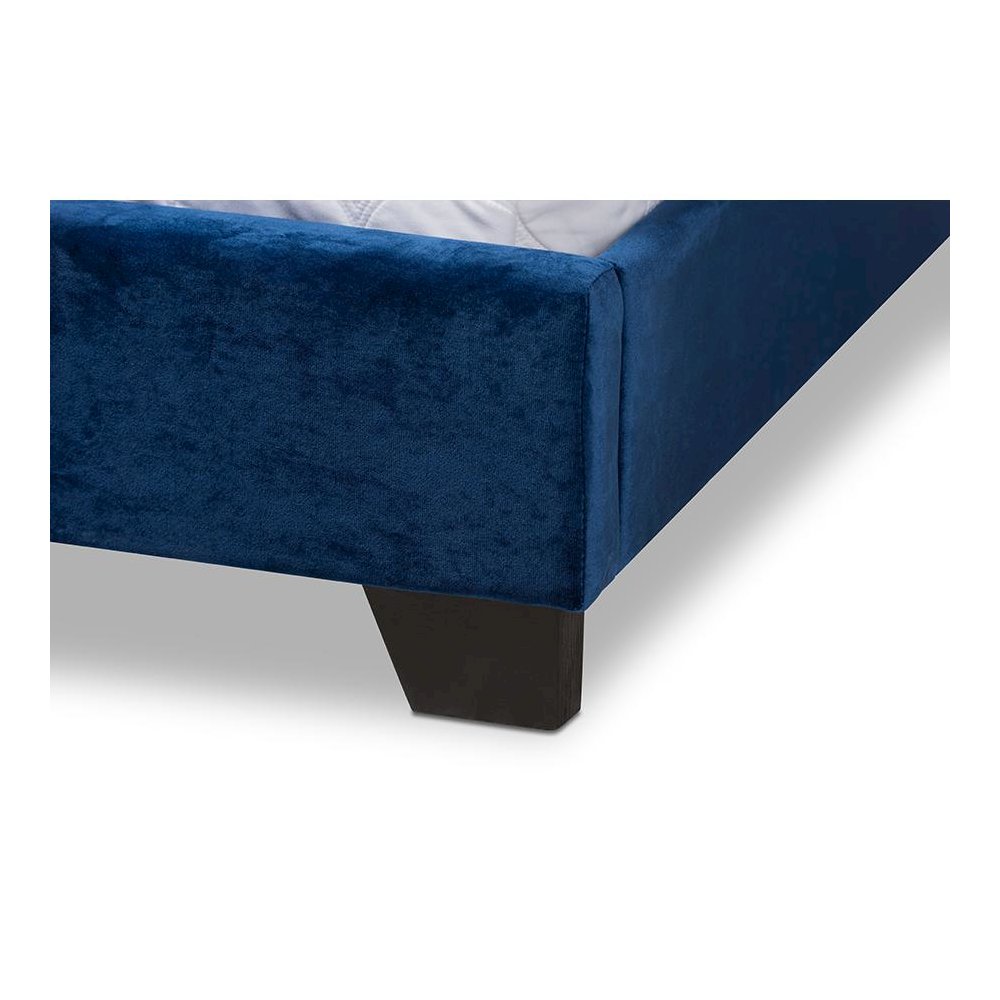 Baxton Studio Darcy Luxe and Glamour Navy Velvet Upholstered King Size Bed