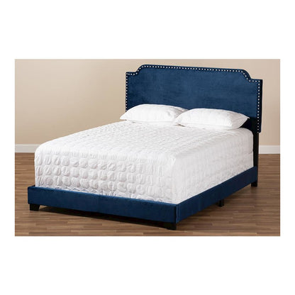 Baxton Studio Darcy Luxe and Glamour Navy Velvet Upholstered King Size Bed