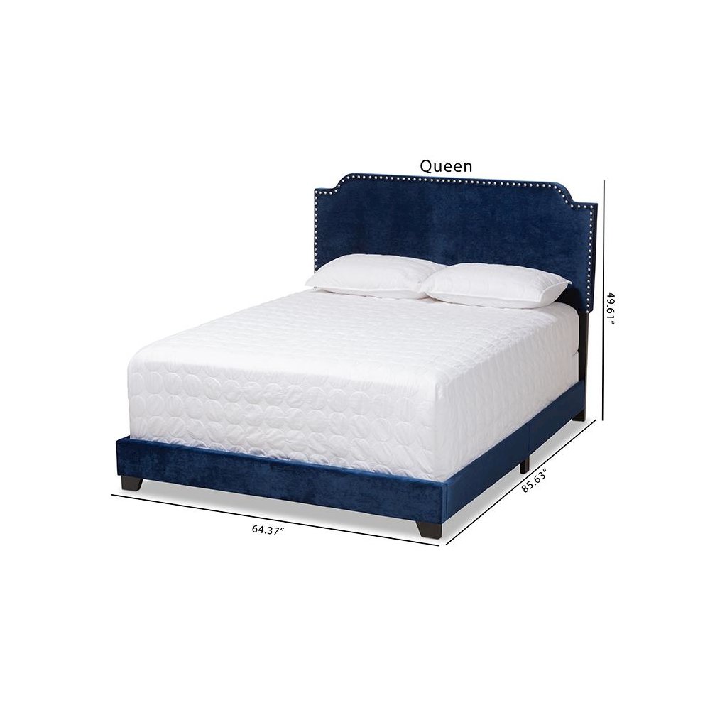 Baxton Studio Darcy Luxe and Glamour Navy Velvet Upholstered King Size Bed