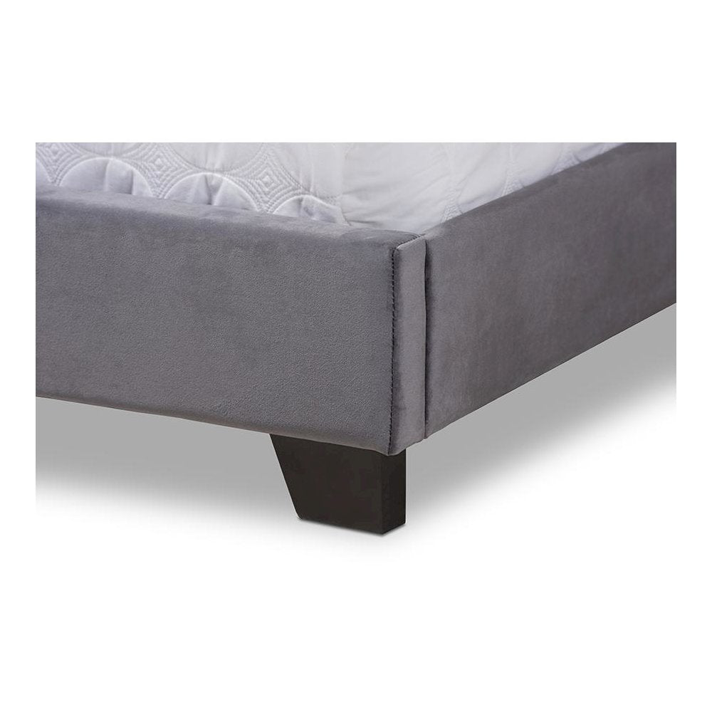 Baxton Studio Darcy Luxe and Glamour Dark Grey Velvet Upholstered King Size Bed