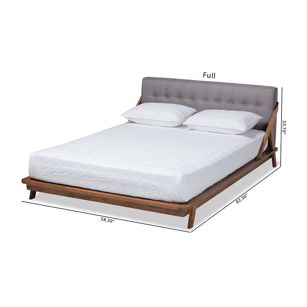 Sante Mid-Century Modern Grey Fabric Upholstered Wood King Size Platform Bed