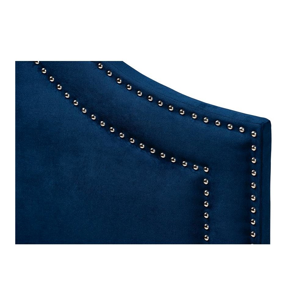 Navy Blue Velvet Fabric Upholstered King Size Headboard