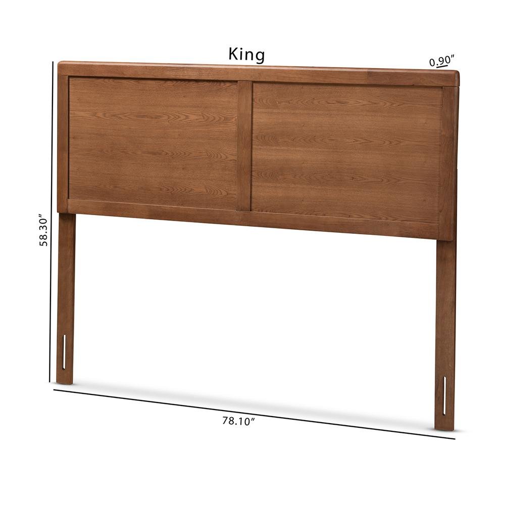 Raya Mid-Century Modern Walnut Brown Finished Wood King Size Headboard