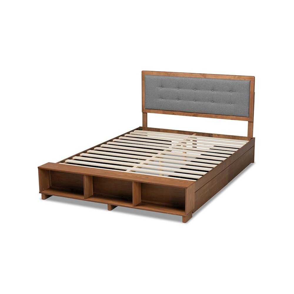 Walnut Brown Finished Wood 4-Drawer King Size Platform Storage Bed