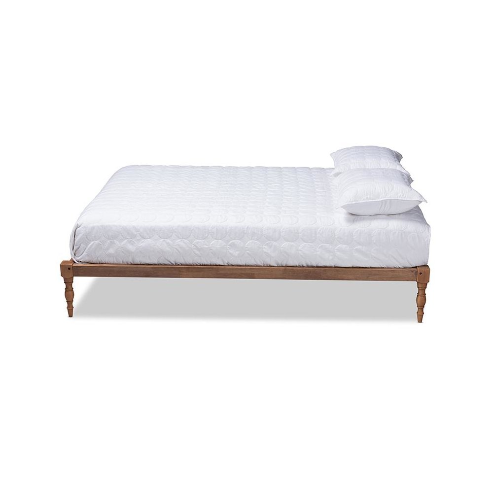 Walnut Brown Finished Wood King Size Platform Bed Frame