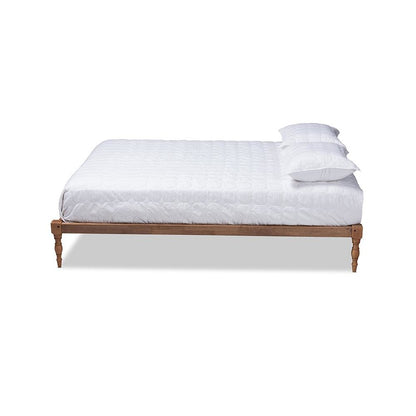 Walnut Brown Finished Wood King Size Platform Bed Frame