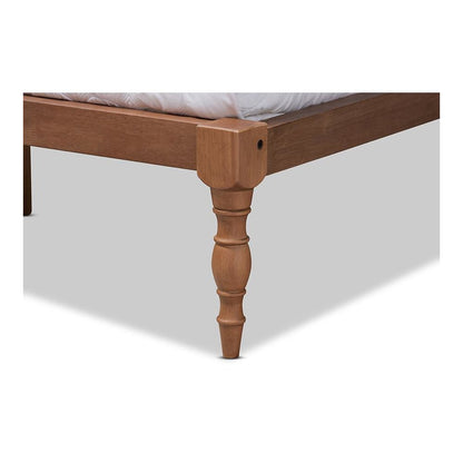 Walnut Brown Finished Wood King Size Platform Bed Frame