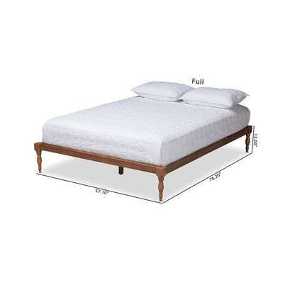 Walnut Brown Finished Wood King Size Platform Bed Frame