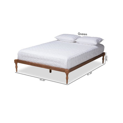Walnut Brown Finished Wood King Size Platform Bed Frame