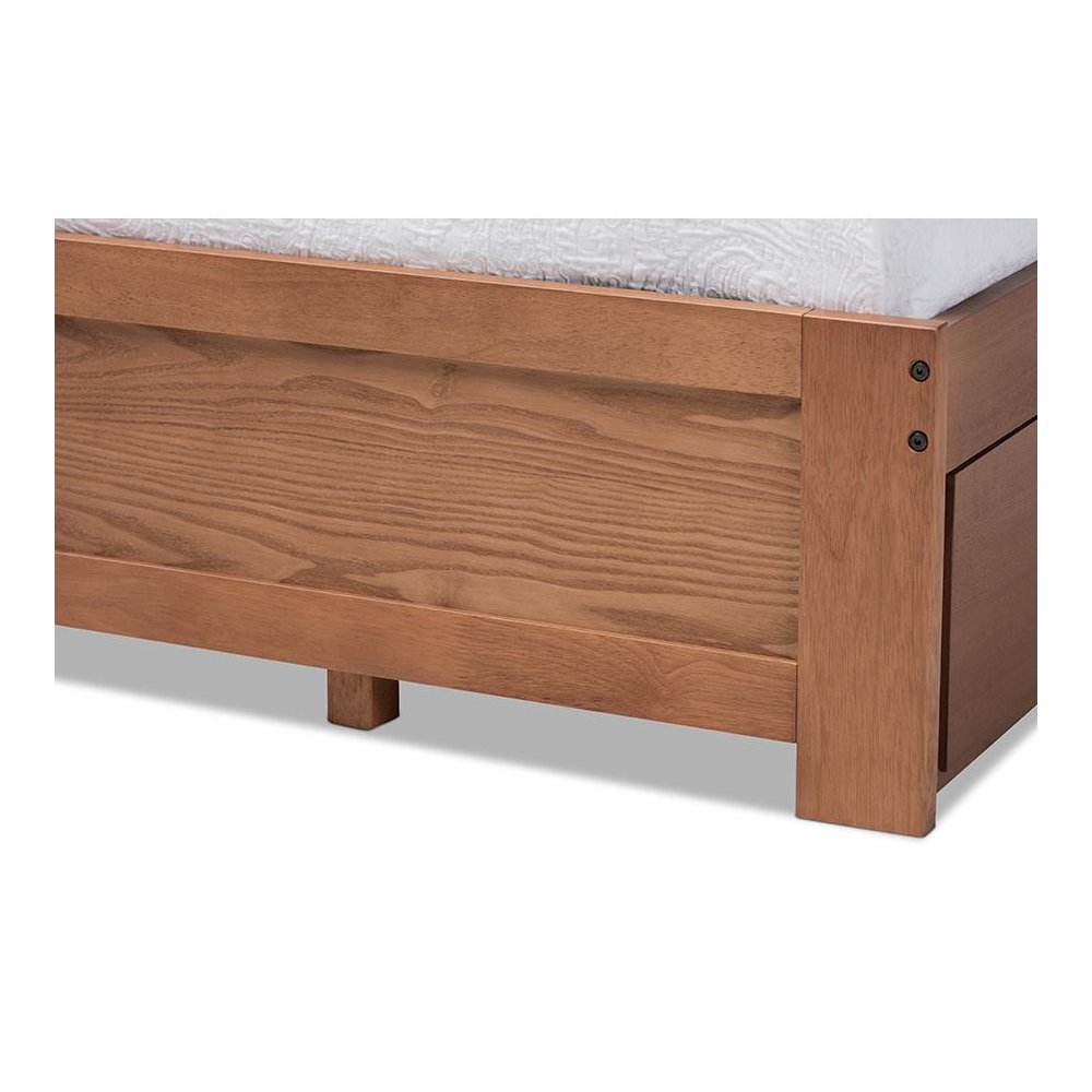 Walnut Finished 3-Drawer King Size Platform Storage Bed Frame