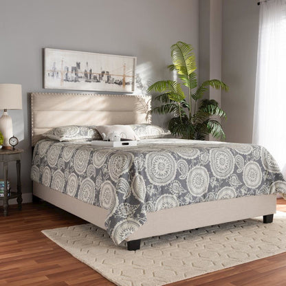 Ansa Modern and Contemporary Beige Fabric Upholstered Queen Size Bed