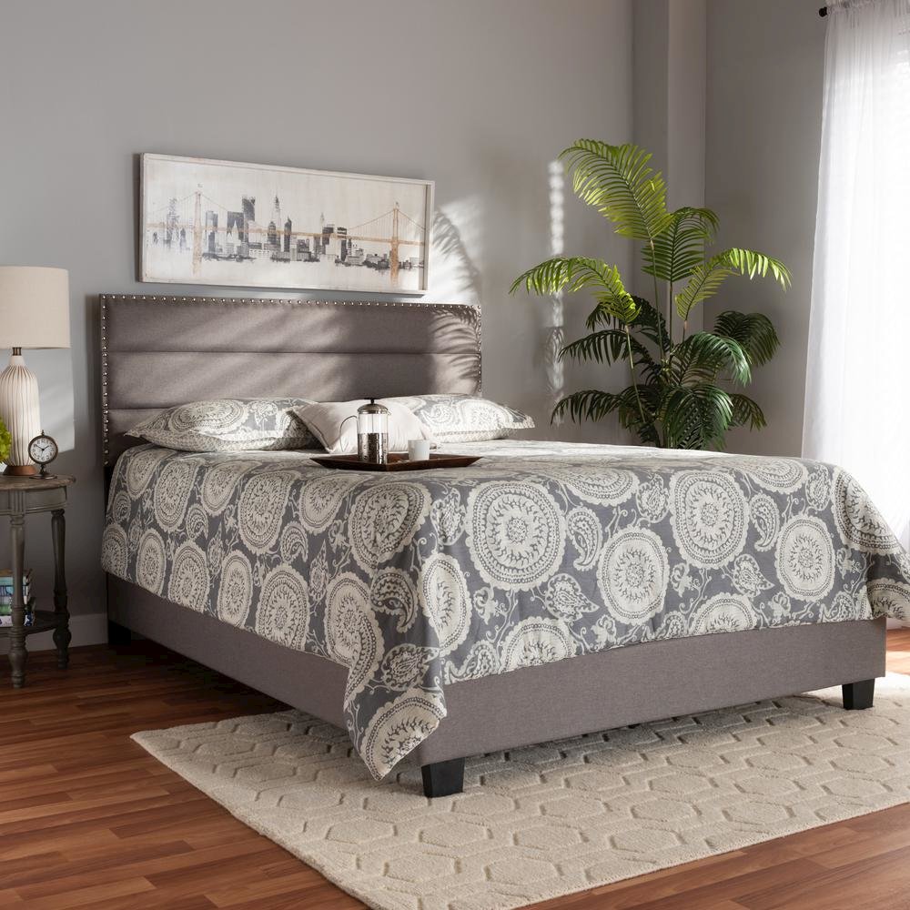 Ansa Modern and Contemporary Grey Fabric Upholstered Queen Size Bed