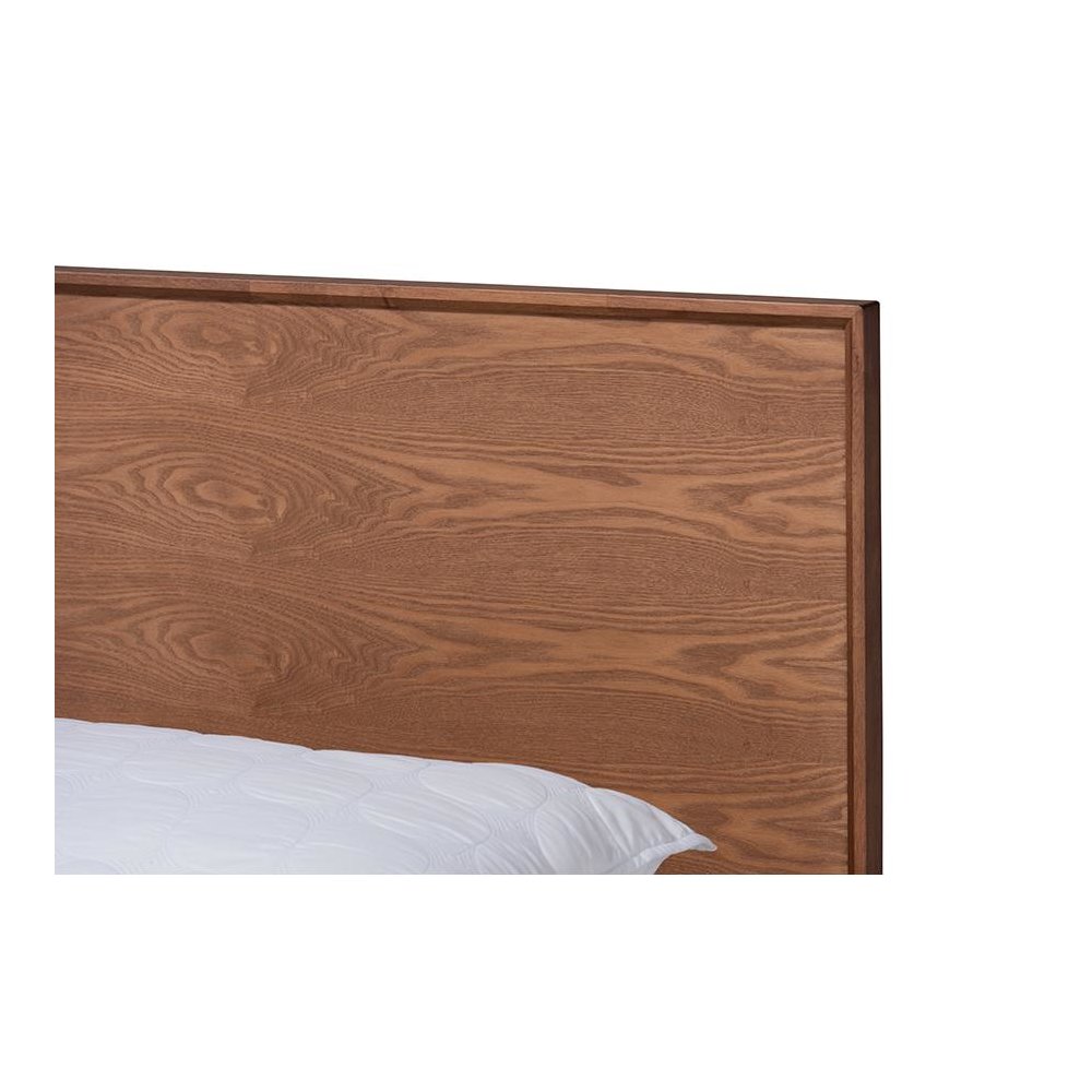 Karine Mid-Century Modern Walnut Brown Finished Wood King Size Platform Bed