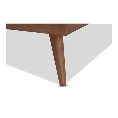 Karine Mid-Century Modern Walnut Brown Finished Wood King Size Platform Bed