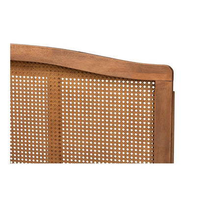 Ash Wanut Finished Wood and Synthetic Rattan King Size Headboard