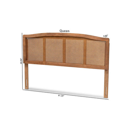 Ash Wanut Finished Wood and Synthetic Rattan King Size Headboard