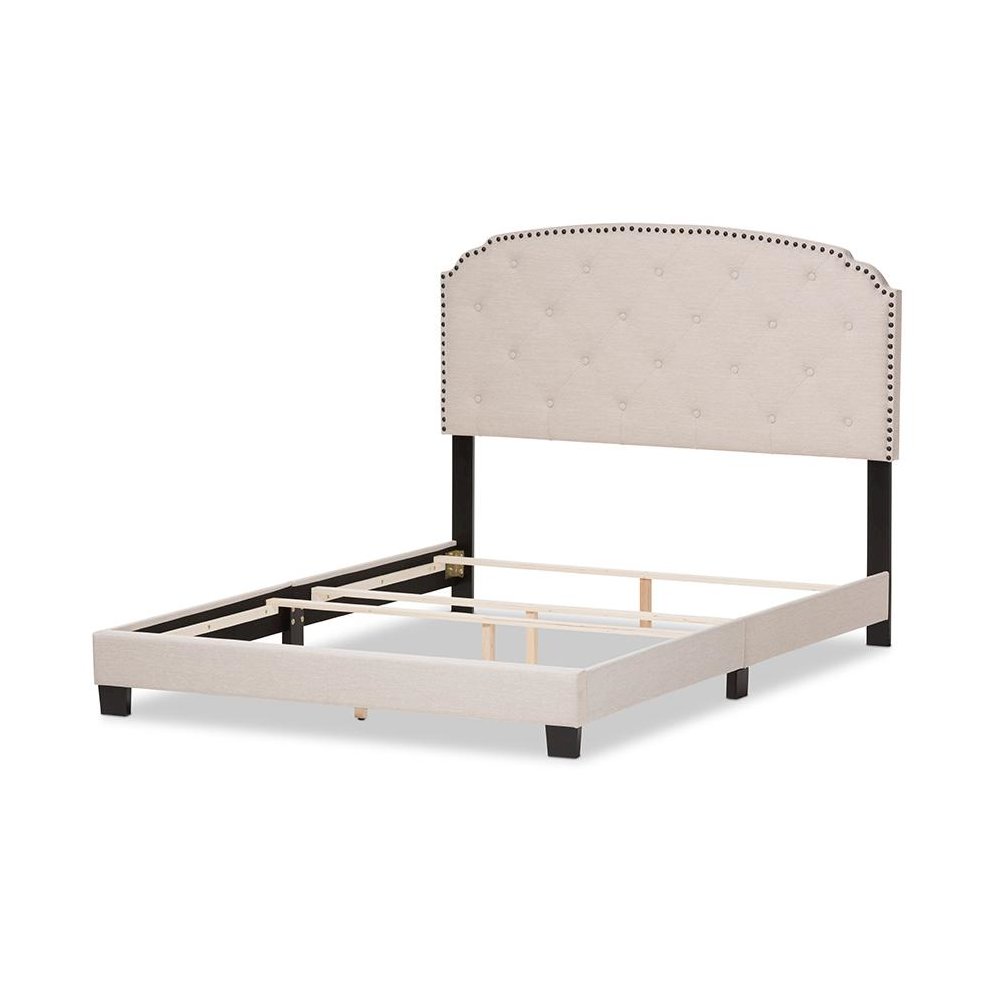 Lexi Modern and Contemporary Light Beige Fabric Upholstered King Size Bed