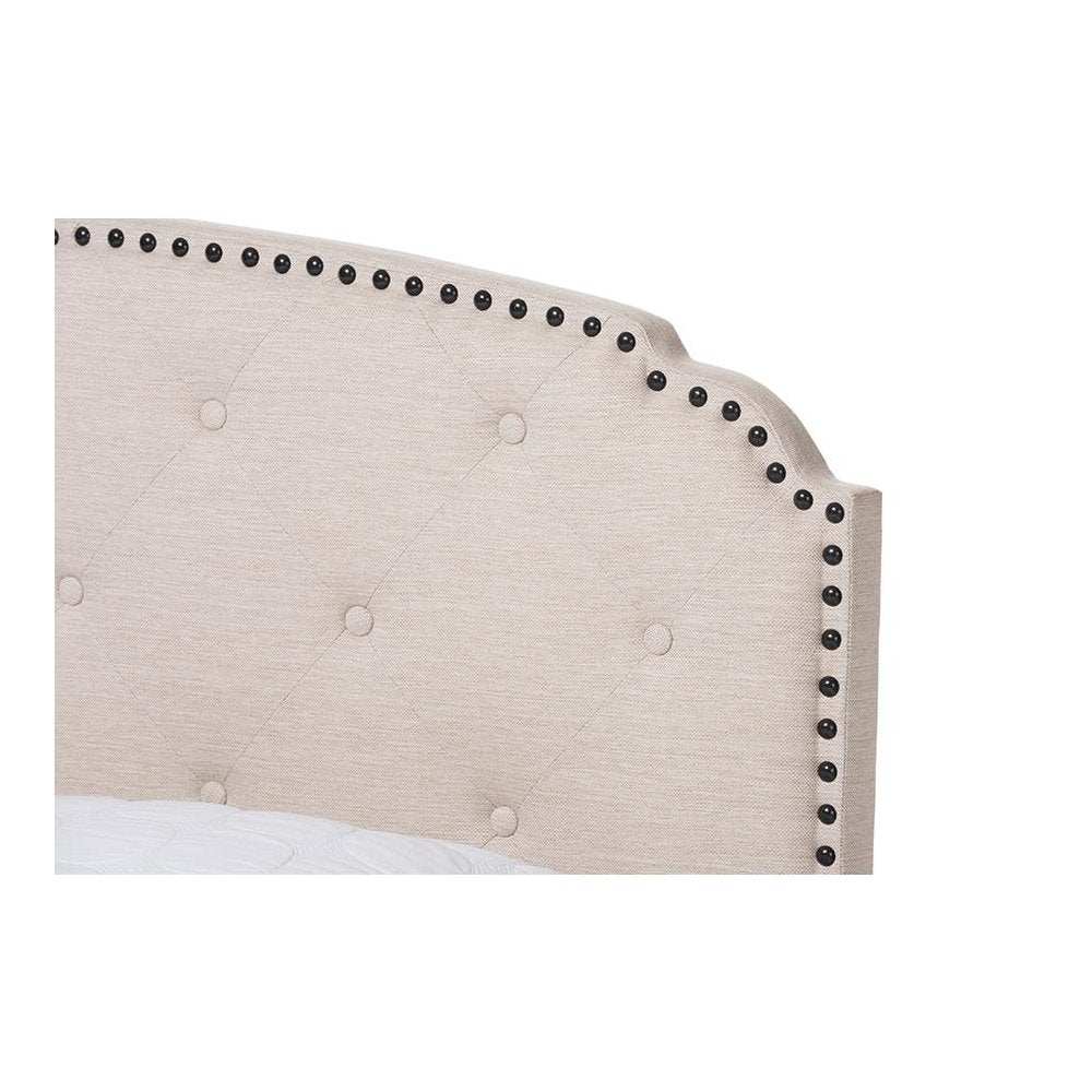 Lexi Modern and Contemporary Light Beige Fabric Upholstered King Size Bed