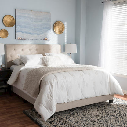 Cassandra Modern and Contemporary Light Beige Fabric Upholstered King Size Bed