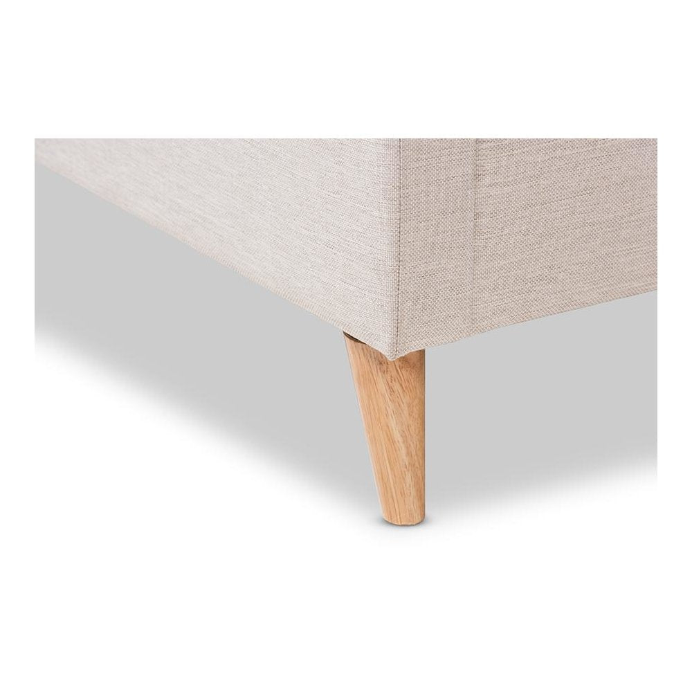 Adelaide Retro Modern Light Beige Fabric Upholstered King Size Platform Bed