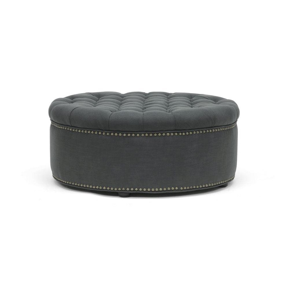 Baxton Studio Iglehart Gray Linen Modern Tufted Ottoman