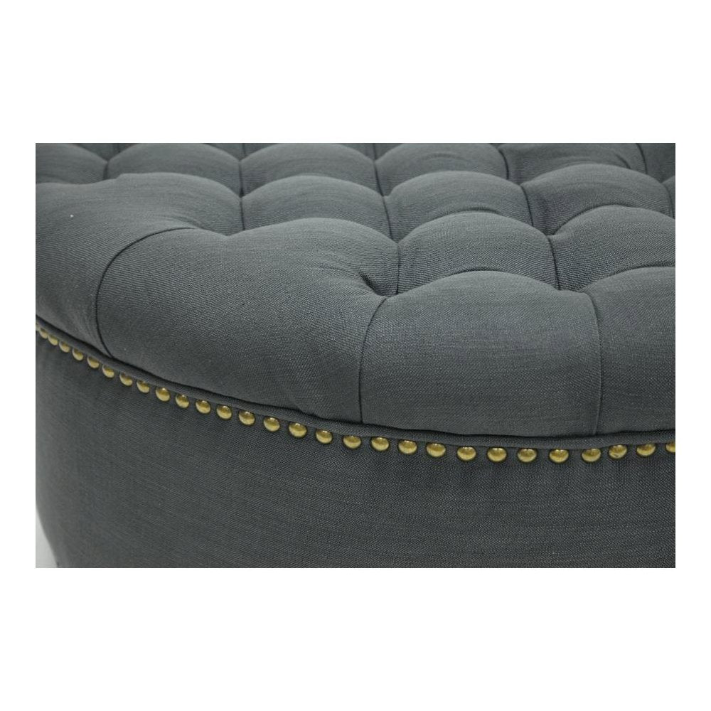 Baxton Studio Iglehart Gray Linen Modern Tufted Ottoman