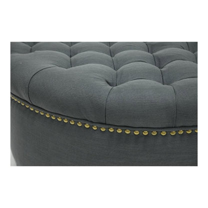 Baxton Studio Iglehart Gray Linen Modern Tufted Ottoman